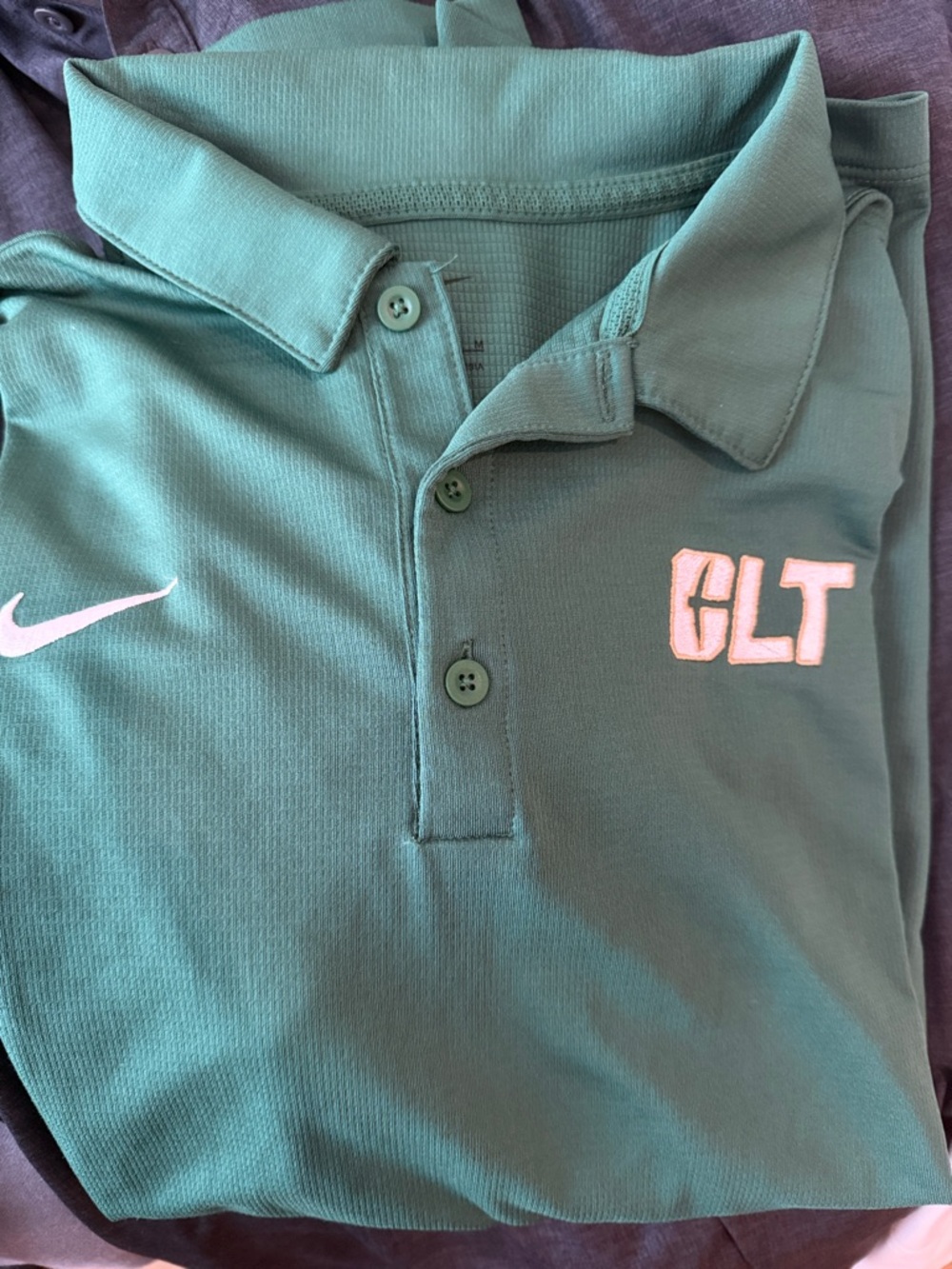 Nike Green UNC Charlotte Polo Shirt with CLT Embroidery